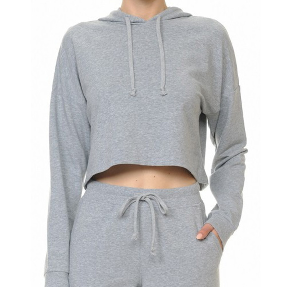 GRAY CROPPED SWEATSHIRT - Picture 2 of 4